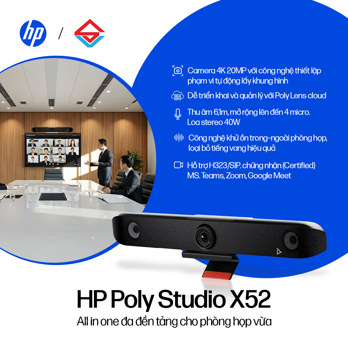 Poly Studio X52 All-In-OneVideo Bar (8D8K2AA)