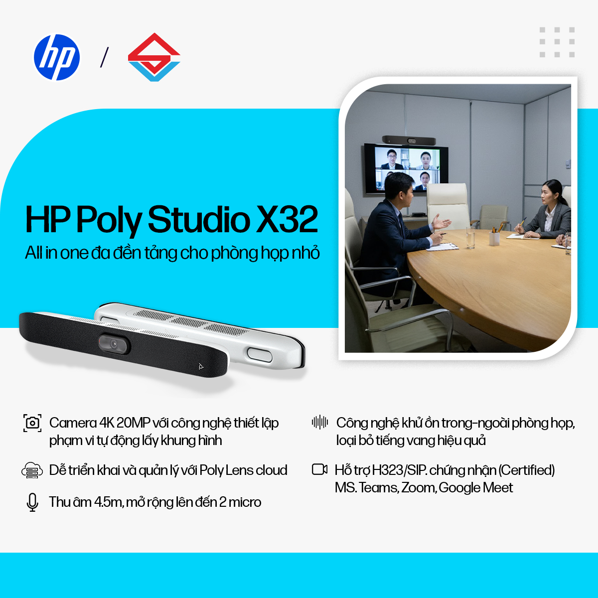 Thiết bị hội nghị truyền hình Poly Studio X32 (A3SV5AA)