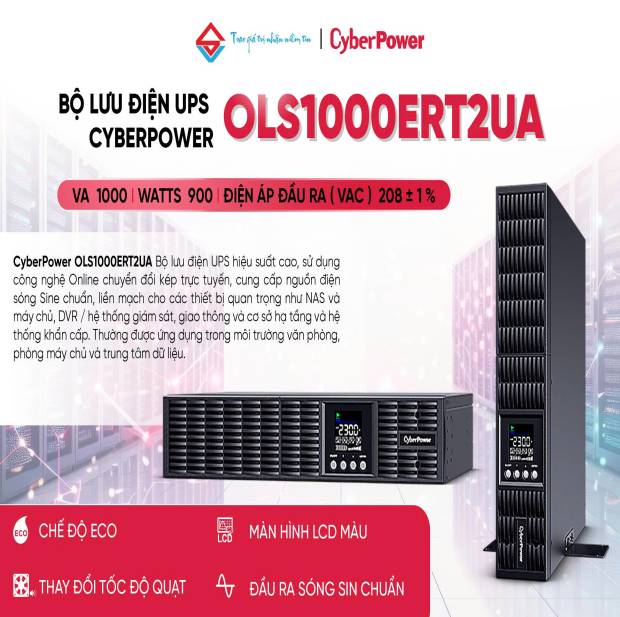 Bộ lưu điện UPS CyberPower OLS1000ERT2UA