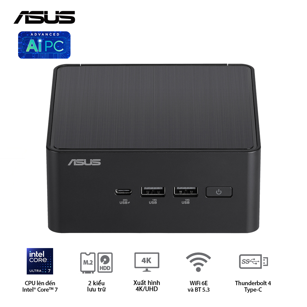NUC 14 PRO Tall/ i3- 100U/ 2xNVMe, SATA/ 2x HDMI 2.1/2x DP 1.4a/ VESA MOUNT