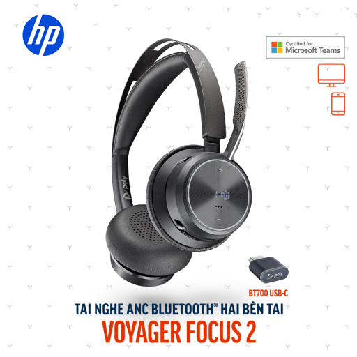 Tai nghe ANC Bluetooth Poly Voyager Focus 2 UC Microsoft Teams 9T9J4AA