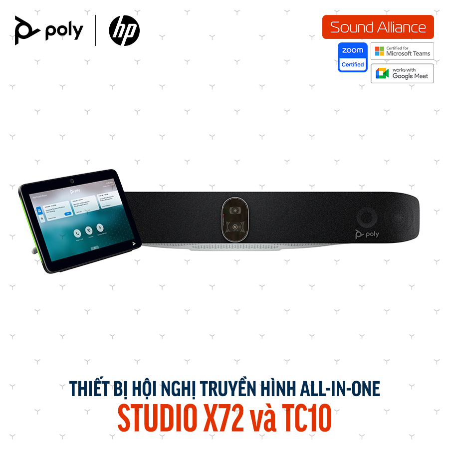 Thiết bị hội nghị truyền hình Poly Studio X72 và TC10 (A4MA7AA)
