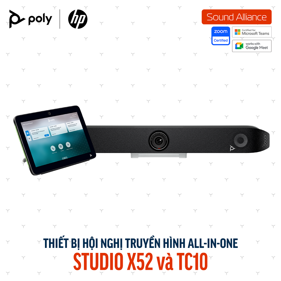 Thiết bị hội nghị truyền hình Poly Studio X52 và TC10 (8D8L1AA)