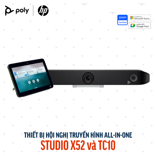 Thiết bị hội nghị truyền hình Poly Studio X52 và TC10 (8D8L1AA)