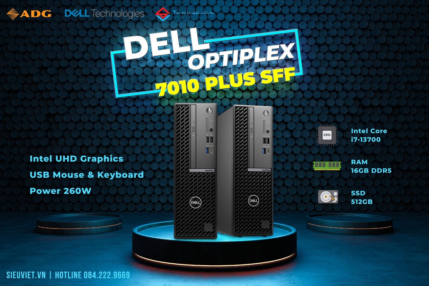 MÁY TÍNH ĐỒNG BỘ VĂN PHÒNG CAO CẤP NHẤT Dell Optilex 7010 Plus SFF 